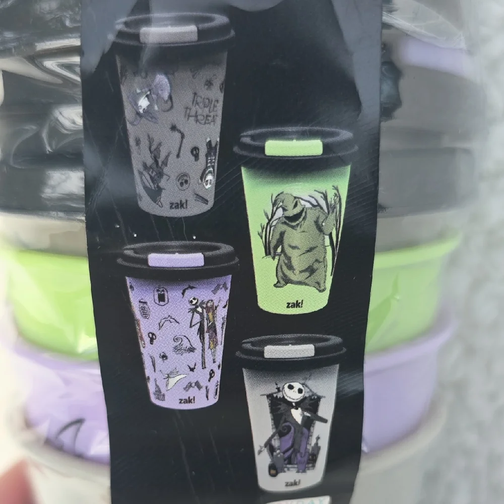Disney The Nightmare Before Christmas 4 Pack Tumblers W/ Lids Black Green Purple